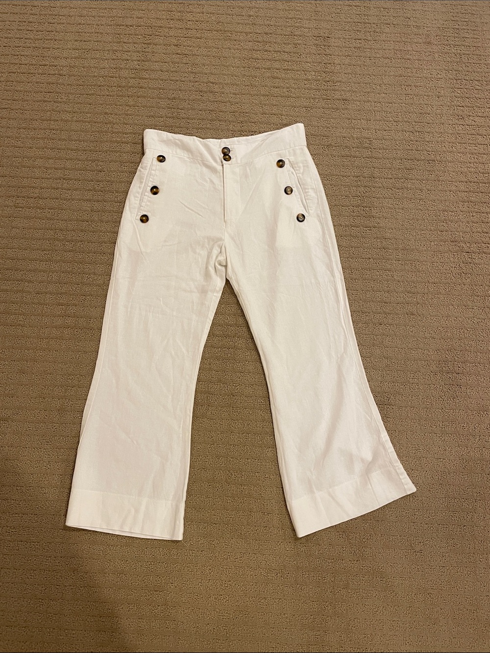 Jen's Pirate Booty White Sailor-Button Wide Leg Pants